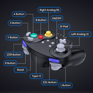 2.4G PC Wireless GAMECUBE Style <strong>Controller</strong> with <strong>USB</strong> Receiver for Nintendo Switch Windows 10 11 7 8 Raspberry Pi MAC