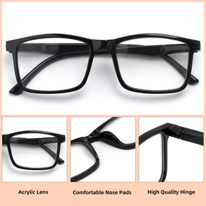 Bán buôn giá rẻ Reader đen nhựa PC phụ nữ người đàn ông thời trang hợp thời trang chống ánh sáng màu xanh vuông theo toa kính đọc sách - Product Image 2