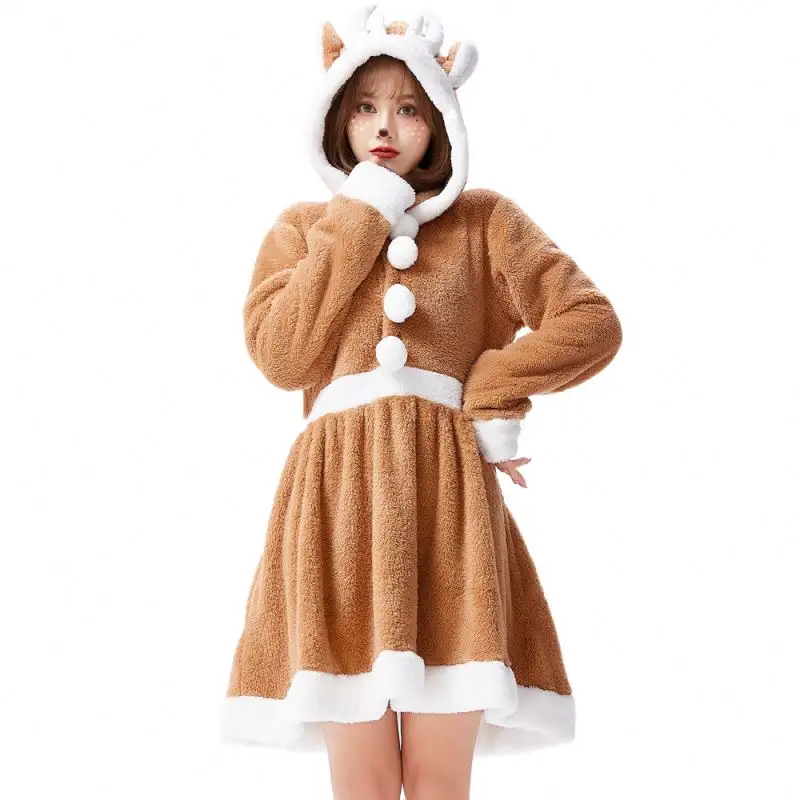 2024 nuovi disegni Costume di Natale di Halloween grazioso renna Snimal Dress kaki alk personalità pigiami larghi