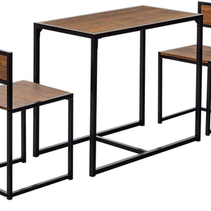<strong>3</strong>-Piece <strong>Table</strong> and Chair <strong>Set</strong> - Small Space Compact Dining Bar <strong>Table</strong> <strong>Set</strong> for Kitchen Living Room Dinette Coffee Dining Industrial - Product Image 2