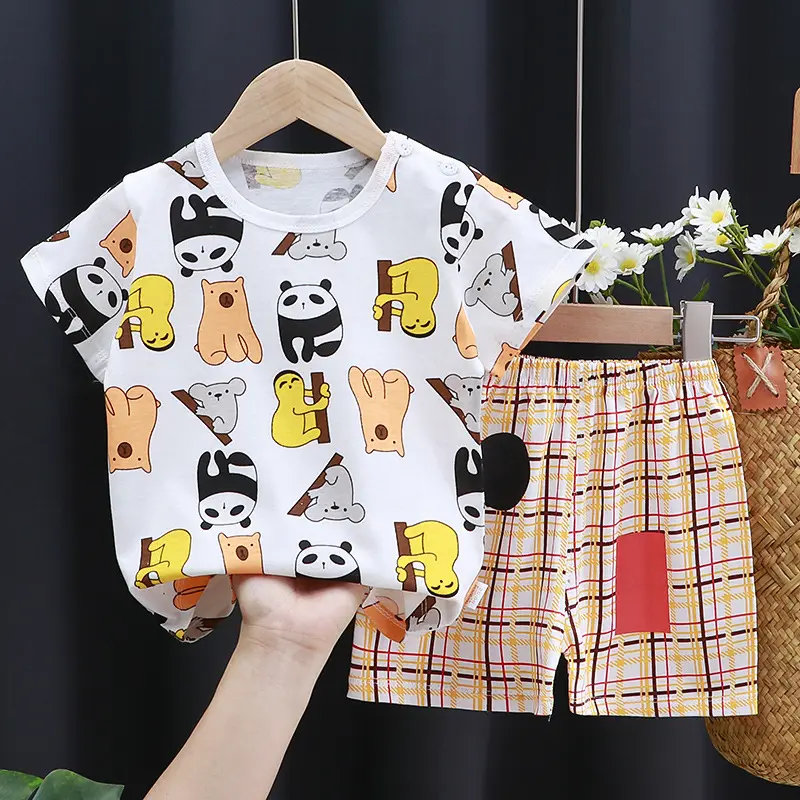 2024 summer new children's wear high quality cotton T-shirt set