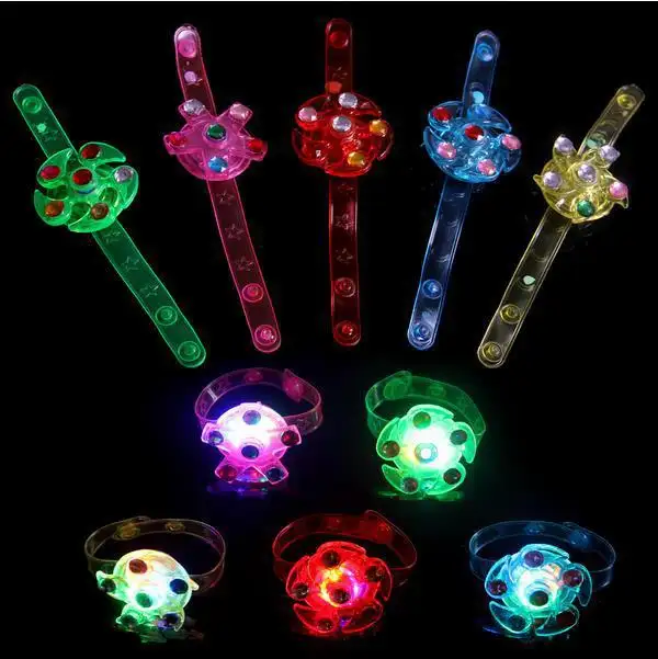 Hadiah anak-anak pesta Natal menyala Led cincin Fidget Spinner mainan jam tangan gelang mainan