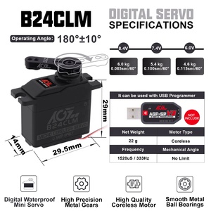 AGFRC B24CLM 6.0KG 0.085Sec Coreless Motor Waterproof IP67 Mini RC <strong>Servo</strong> for <strong>1</strong>/<strong>16</strong> Car E-Revo Cars &amp; Planes Models