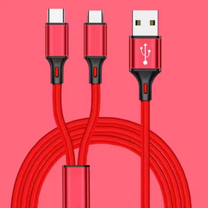 <strong>2</strong> <strong>in</strong> <strong>1</strong> Data Cable 5V <strong>2</strong>.4A Type C Micro USB Fast Charging Cable <strong>1</strong>.2M Nylon Braid Mobile Phone Cable - Product Image 1