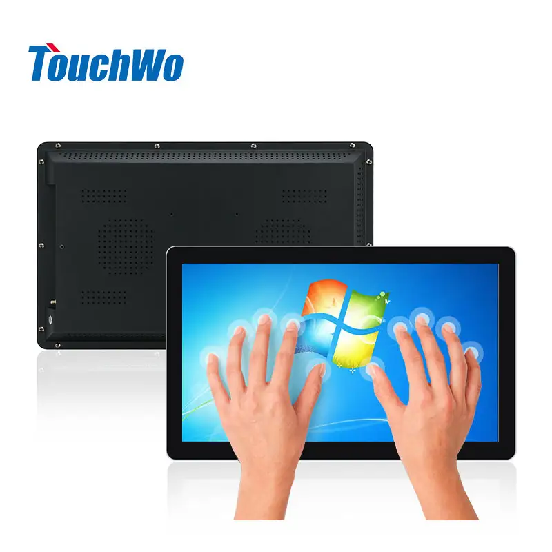 TouchWo pubblicità touch monitor copertura in acciaio vetro multitouch pollici tft lcd touch screen monitor ip65 touchscreen monitor