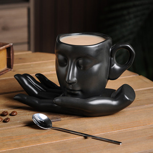 Creative Irregular Abstract <strong>Art</strong> Hand-held Face Shape Porcelain Coffee <strong>Cup</strong> 260ml Ceramic Coffee <strong>Cup</strong> and Saucer Sets - Product Image 6