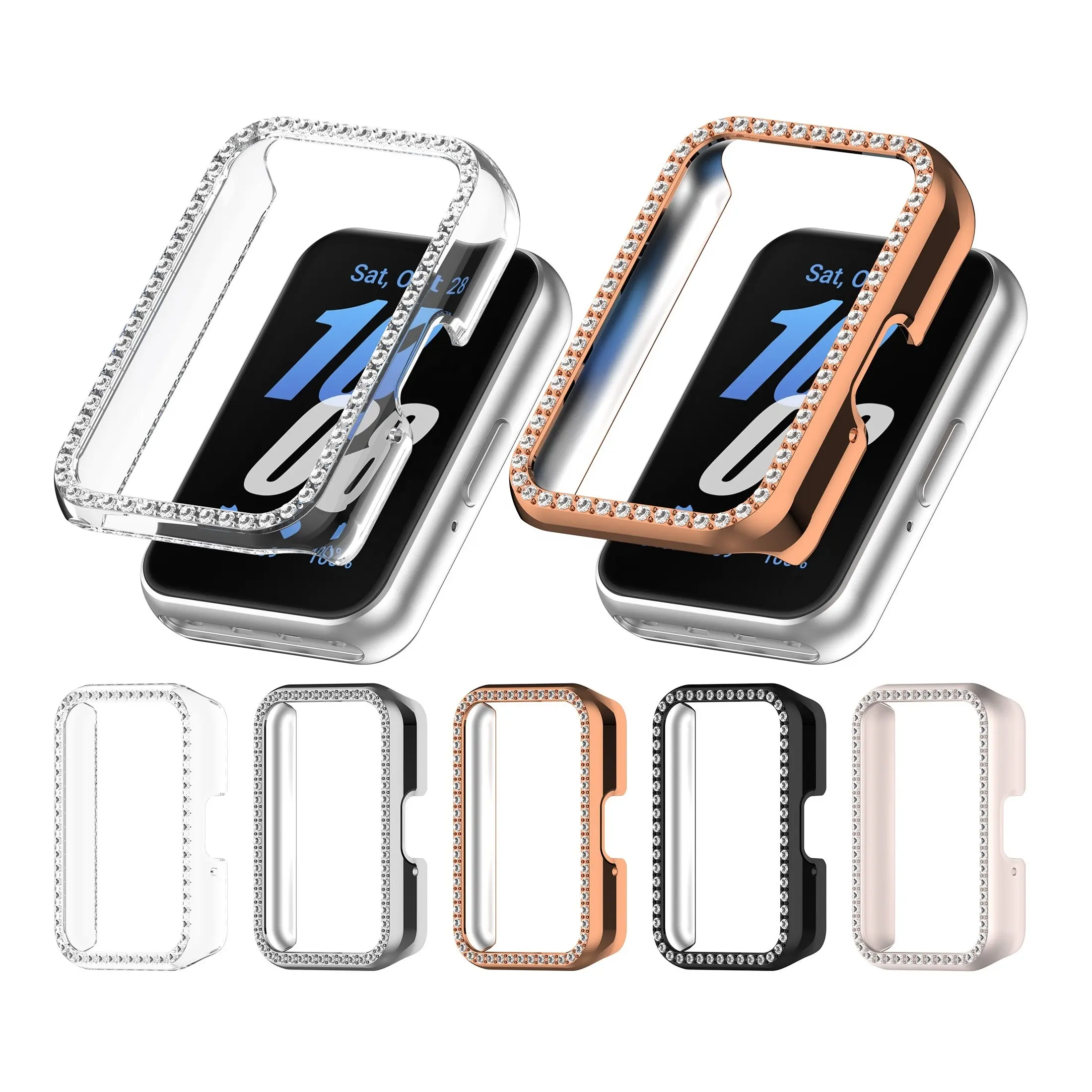 PC Diamonds Bumper Hollow Protect Case For Samsung Galaxy Fit3  Sm-R390  Half Cover For Galaxy Fit3 PC+Diamonds Protective Cases