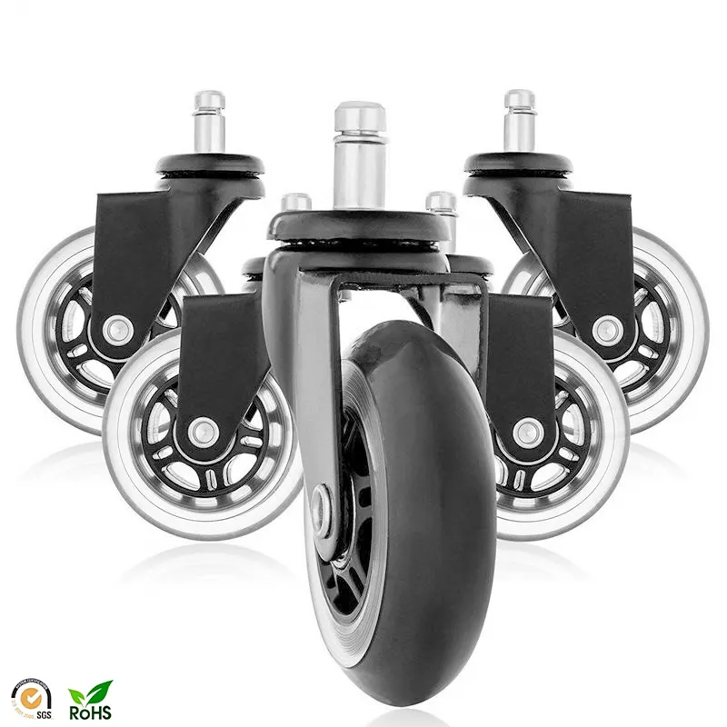 Office Chair Wheels Replacement PU Office Chair Caster Wheel Roller Blade Furniture Casters Wheels