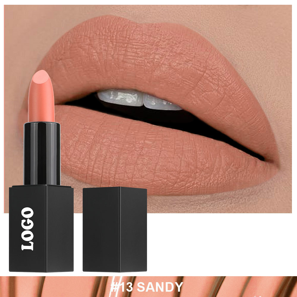 Lápiz labial mate tubo cuadrado negro 13