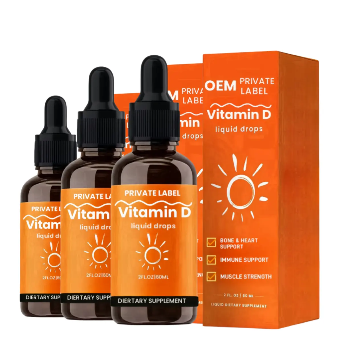 Suplemento diario Vitamina D para adulto Alto contenido vitamina D Líquido soporte hueso crecimiento saludable gotas de vitamina D