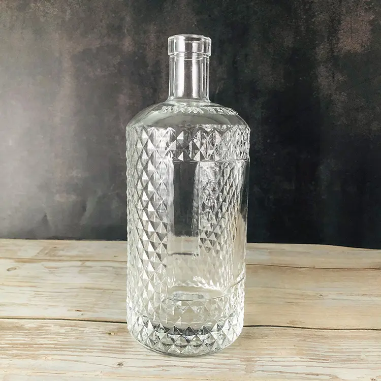 Garrafa de licor de vidro transparente cristal 700ml, preço de fábrica com rolha