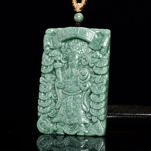 Jadeite ธรรมชาติเทพเจ้าแห่งความมั่งคั่งจี้หยกสีเขียวสไตล์จีน unisex ของขวัญการออกแบบดั้งเดิมของ FG85ใบรับรองการประเมิน - Product Image 2