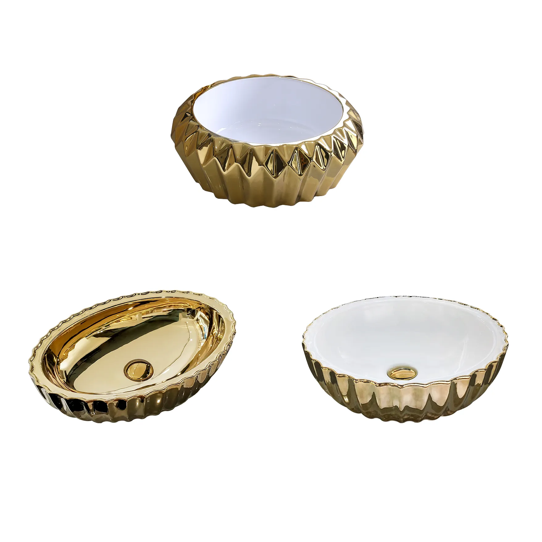Alta qualidade ouro colorido contador top louças sanitárias lavabo banheiro royal art design bacia cerâmica lavatório