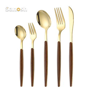 Sanosh nhà hàng chất lượng <span class=keywords><strong>Flatware</strong></span> Set thép không gỉ muỗng nĩa dao với gỗ nhựa xử lý Kiểu dáng đẹp Bạc dao kéo - Product Image 2
