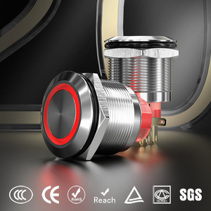 HBAN 25mm ekstra büyük yüzey 304 paslanmaz çelik anlık ve mandallama basma düğmesi anahtarı | IP67 anma endüstriyel sınıf - Product Image 5