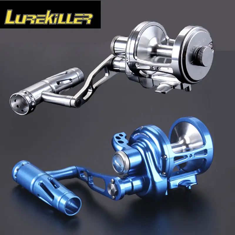 Lurekiller CNC Logam Jigging Reel 16W 30KGS Drag Power Rasio Roda Gigi 4.9:1 PE 6-300M Berat 450G Lambat Jigging Reel Saltwater Reel