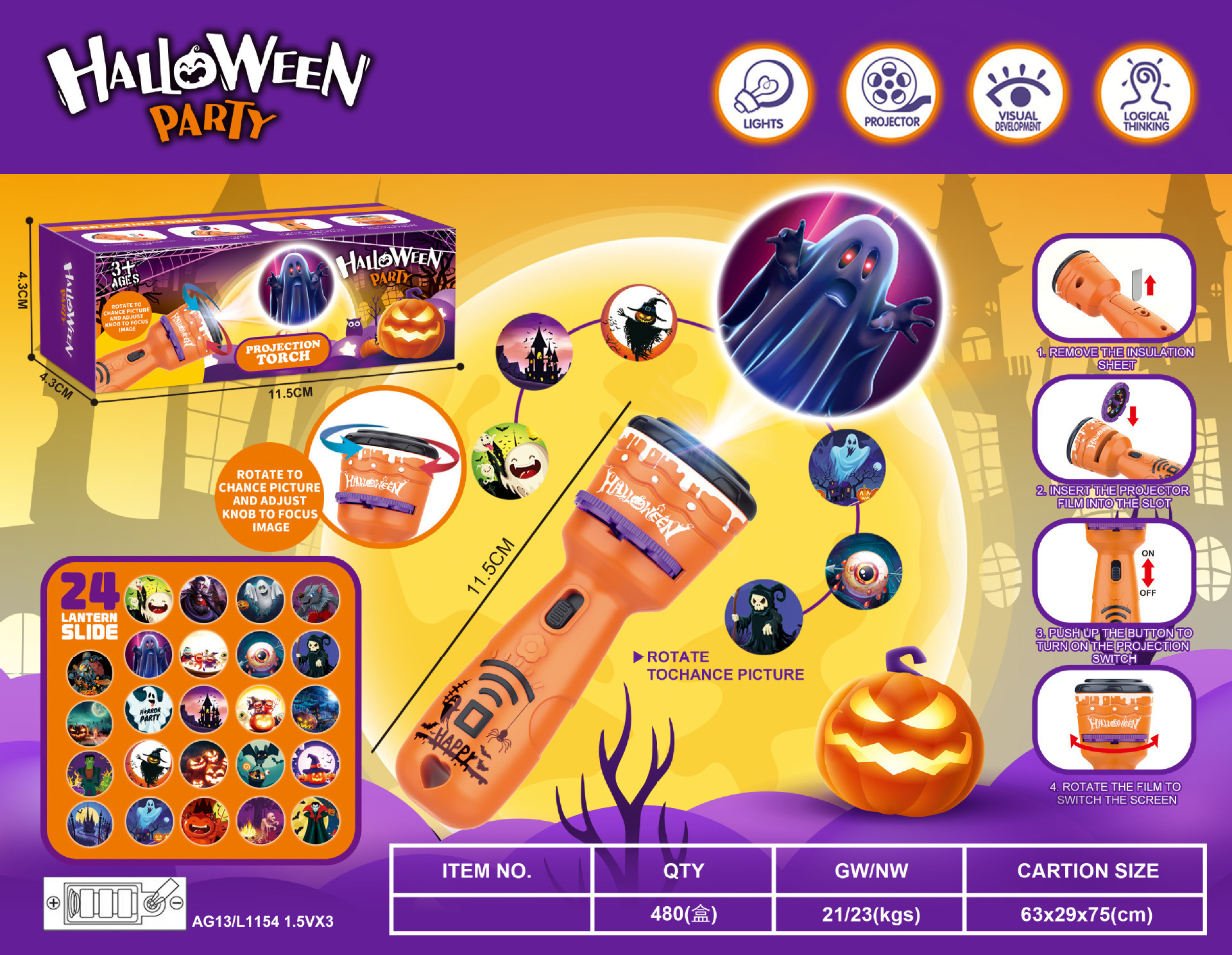 Halloween 3 tarjetas 24 patrones-caja color ingles