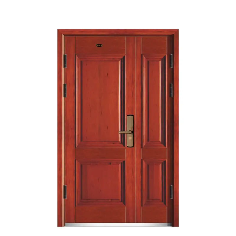 गर्म बेच लक्जरी इस्पात लकड़ी बख़्तरबंद दरवाजा आधुनिक डिजाइन सामने प्रविष्टि असमान डबल दरवाजा