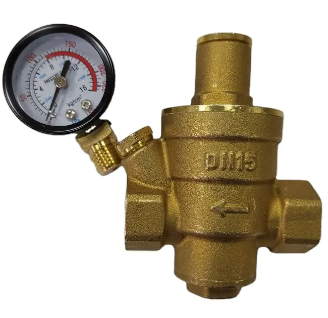 انخفاض سعر مخفض الضغط مادة النحاس DN15 G1/2 صمام المياه مع مقياس 1/2 "ضغط المياه اختزال صمام