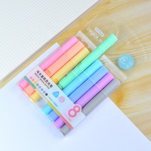 8pcs/set Macaron Pastel Fluorescent <strong>Highlighter</strong> <strong>Marker</strong> With <strong>Chisel</strong> Tip - Product Image 2
