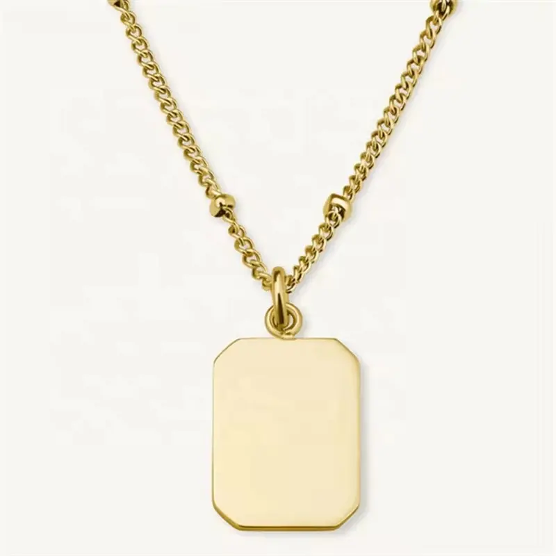 Rectangle Mother Baby Charm Necklace Chain Gold Plated Stainless Steel Necklace For Women Jewelry Gifts