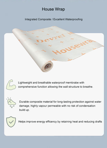 120gsm bất kỳ màu sắc Nhà bọc không thấm nước màng thoáng khí 1.5m(5ft * 50m(164ft) ASTM cho Construction. uv180days - Product Image 3