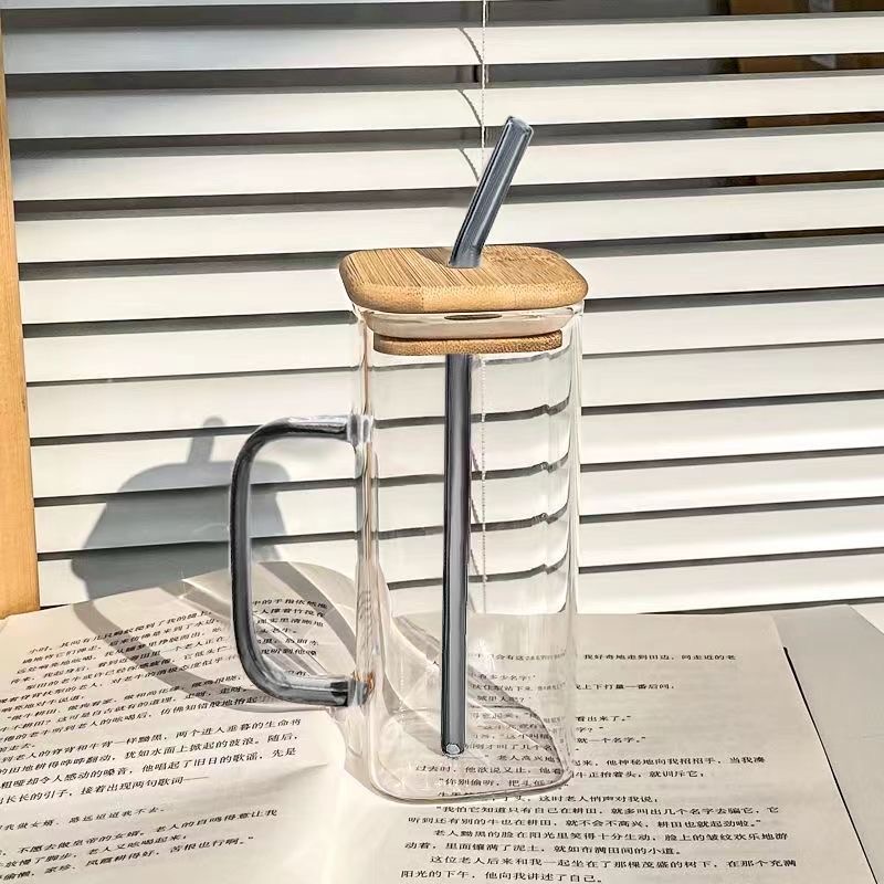 Transparent black, black straw, cup lid