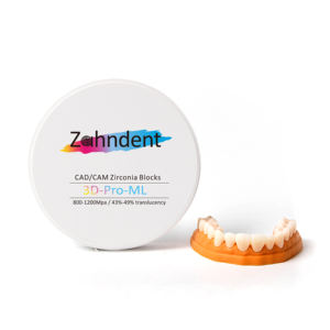 Zahndent Hoogwaardige <span class=keywords><strong>3d</strong></span>-pro-ml Meerlagige Zirkonia Blokkeert Tandheelkundig Materiaal Zirkonia Blanco - Product Image 1