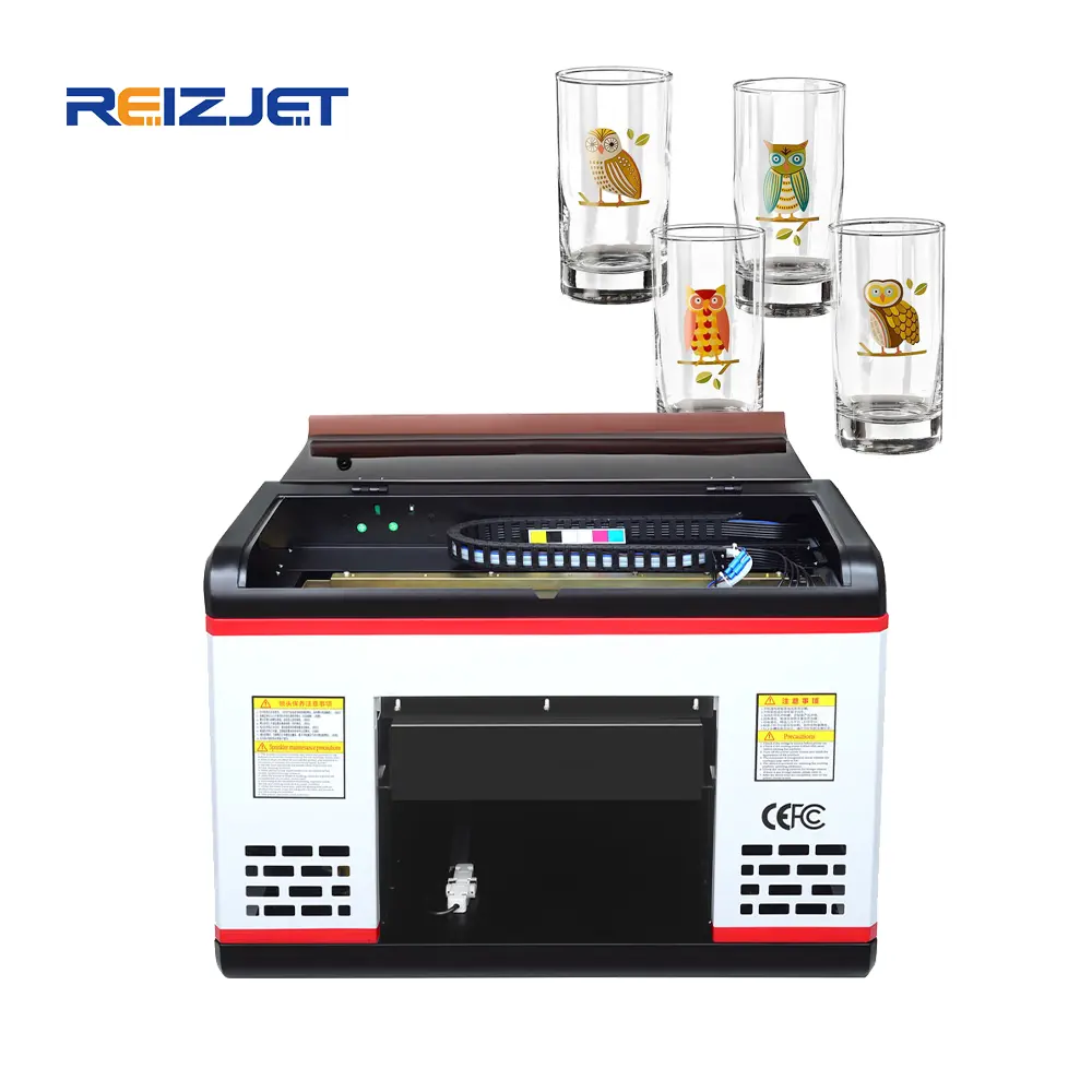 Reizjet Impresora de inyección de tinta de alta resolución de gran formato A3 Impresora Uv para papel de acrílico Cristal Madera Vidrio Pvc Papel de tarjeta