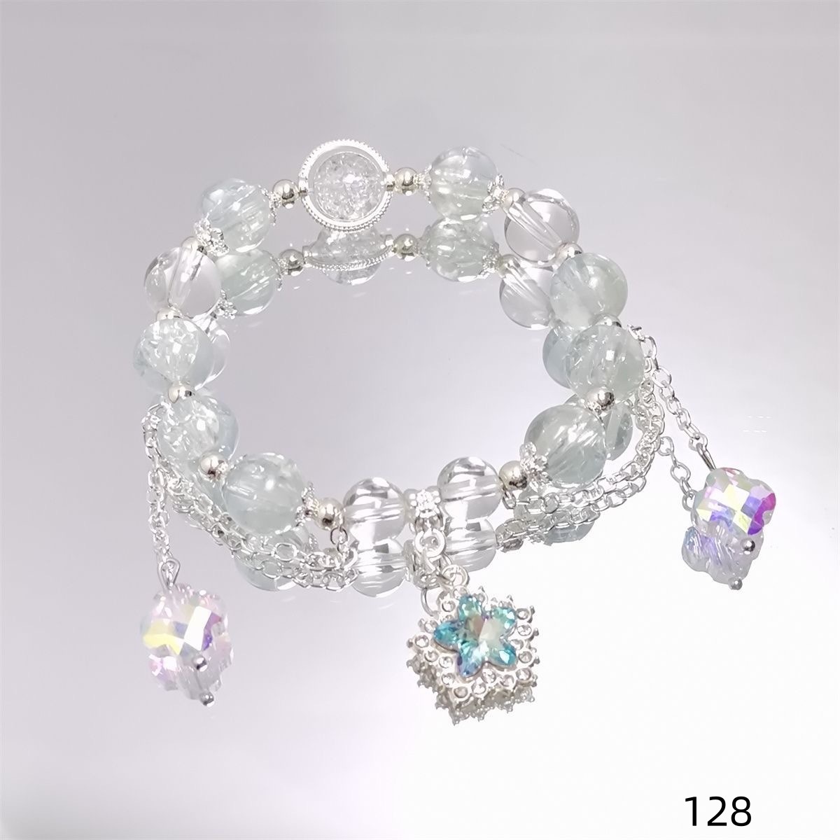 Starburst four-leaf clover bracelet blue