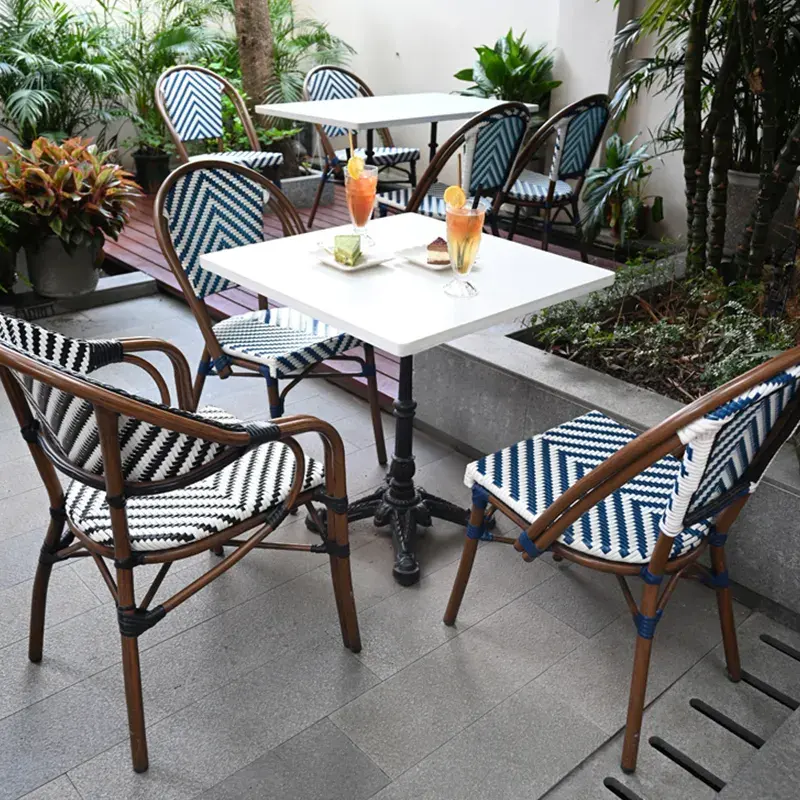MANDELA Cafe otel fransız tarzı Bistro Rattan masa ve sandalyeler dışında veranda bahçe sandalye restoran mobilya seti