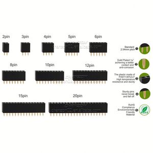Foro passante singola fila femmina 2 3 4 5 6 10 12 15 20 40 Pin placcato oro 2.54mm Pitch Pinheader connettore per Pcb - Product Image 3