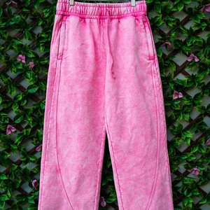 Tùy Chỉnh 500 600 GSM Mặt Trời Màu Hồng Faded Axit Rửa Quá Khổ Sweatsuit Jogger Sweatpants Và Áo Đặt Đính Zip up Bông Áo - Product Image 6