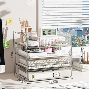 Kệ Sách Văn Phòng Nhà Sử Dụng Trong Suốt <span class=keywords><strong>Acrylic</strong></span> A4 Giấy Rõ Ràng Hiện Đại Lưu Trữ Giá PP Hộp Nhựa Thùng Container Máy Tính Để Bàn Tập Tin - Product Image 4