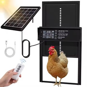 Display LCD automatico Smart metallo pollo animale Coop porta ad energia solare con sensore di luce Timer e telecomando 4 modalità - Product Image 1