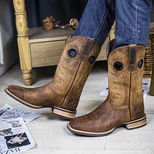 מגפי בוקרים טרנדיים מודל המערבי גומי הבלעדית של גברים מגפי מידות גדולות נעלי חורף גברים - Product Image 5