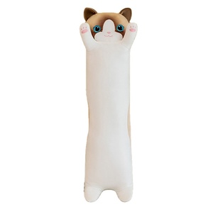 Sıcak satış atmak yastık uzun kedi bebek uyku bebek ile peluş oyuncaklar dolması hayvanlar kızlar için - Product Image 1