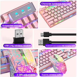 ZIYOULANG T3 Pink Wireless Gaming <strong>Keyboard</strong> <strong>and</strong> <strong>Mouse</strong> Combo Waterproof 2.4ghz Rechargeable <strong>3</strong> in <strong>1</strong> <strong>Keyboard</strong> <strong>Mouse</strong> Set - Product Image 4