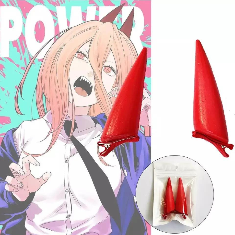 Chainsaw Man Cosplay Christmas Girl Power Red Horn Cosplay Devil Foam Demon Props Accessories Headwear Hair Clips Gift