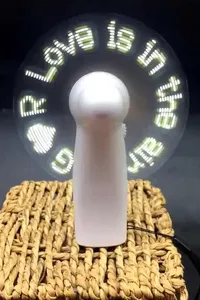 Mini ventilador de luz LED con batería, logotipo personalizado y mensaje personalizado LED preestablecido, ventilador LED de mano eléctrico - Product Image 4