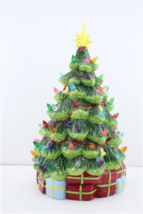 Hot sale LED Christmas decoration statue ceramic cactus ornament handmade mold gifts & crafts for sculptures home decoration
