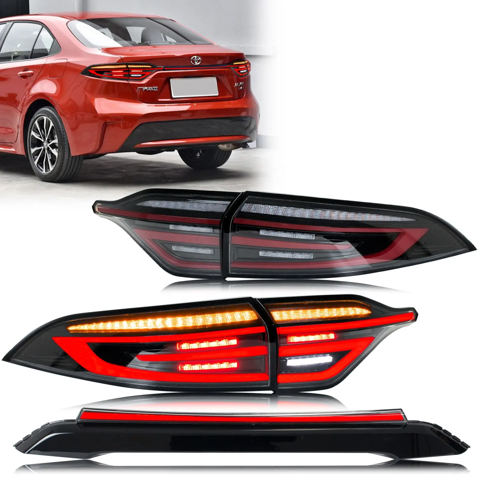 Lampu belakang LED suku cadang mobil untuk Toyota Corolla 2020 2021 2022 2023 2024 E210 lampu tengah Gen 12 lampu sein dinamis