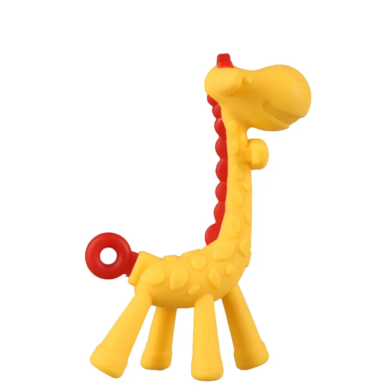 Factory Price BPA Free Silicone Giraffe Baby Teether Toy With Storage