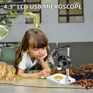 热卖4.3英寸液晶数字显微镜1000X带灯学生单目拉管实验室用USB硬币显微镜 - Product Image 6