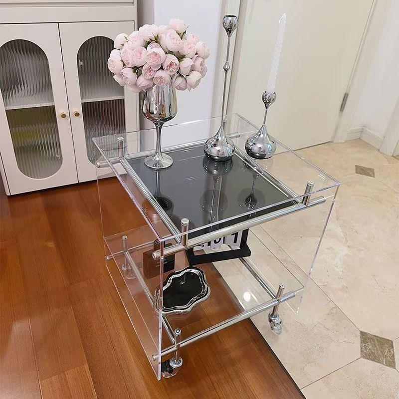 Acrylic coffee table trolley (black)