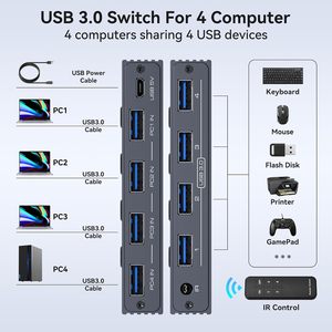 OEM ODM USB 3.0スイッチャー4ポートキーボードマウススキャナープリンターリモートケーブル4コンピュータ4デバイスの在庫 - Product Image 6