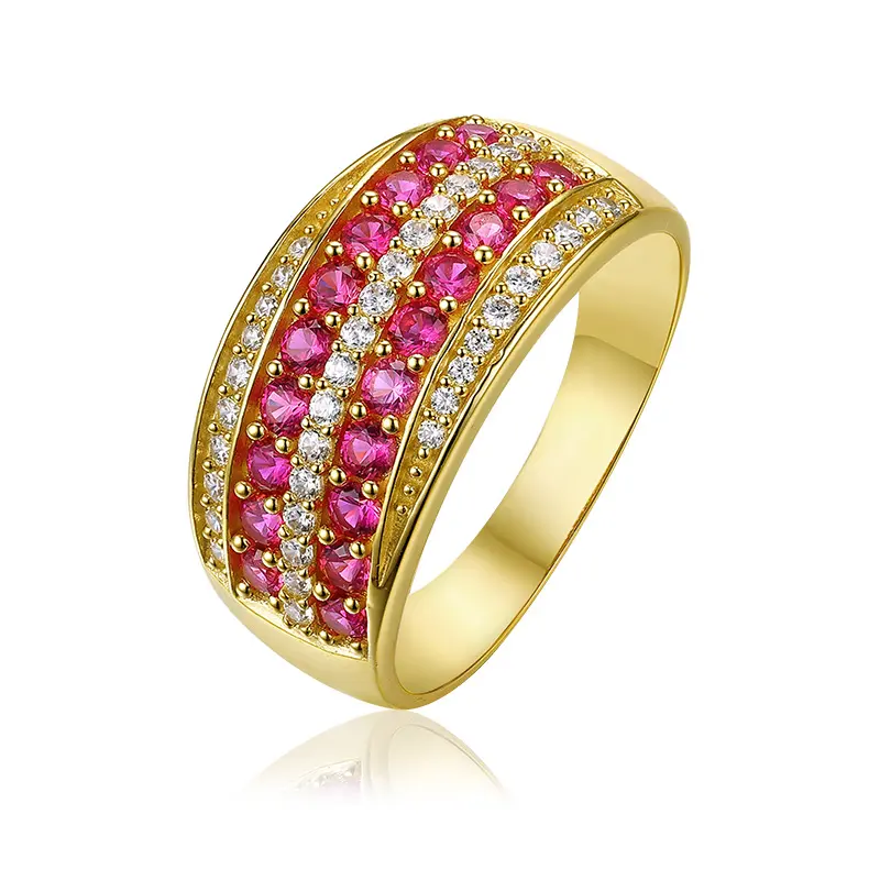 विंटेज रत्न गहने 18K ठोस सोने की प्राकृतिक गुलाबी नीलम और हीरे कला डेको अंगूठी