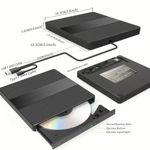 USB 3.0 USB C外置CD/DVD RW驱动器读取刻录机便携式DVD播放器光盘驱动器适用于笔记本电脑Windows 11 10 Linux OS Mac - Product Image 1