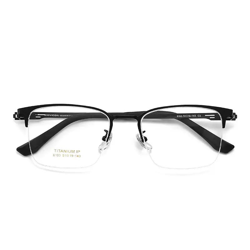 최고 품질의 가벼운 유연한 하프 프레임 비즈니스 남성 티타늄 안경 프레임