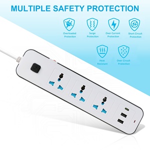 New <strong>Design</strong> <strong>Extension</strong> <strong>Socket</strong> 3 Way 2 USB 1 Type-c Ports Universal Power <strong>Sockets</strong> - Product Image 2